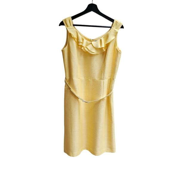 ANTONIO MELANI Dresses & Skirts - Antonio Melani Yellow and Silver Classic Sleeveless Dress with Belt, Size Medium